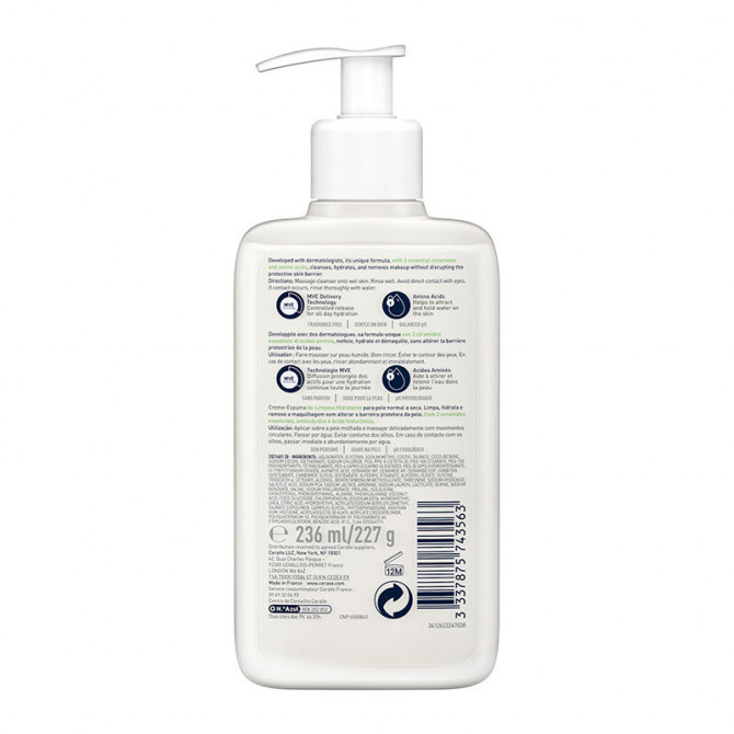 Crema detergente schiumogena idratante