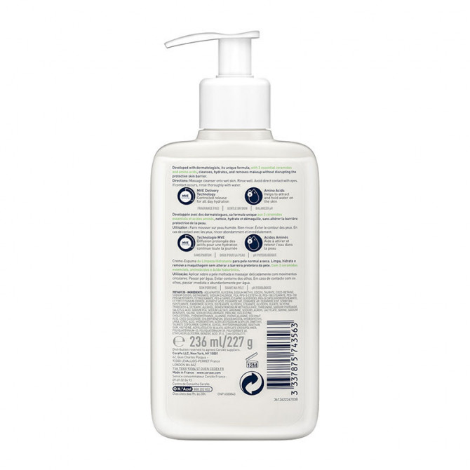 Crema detergente schiumogena idratante