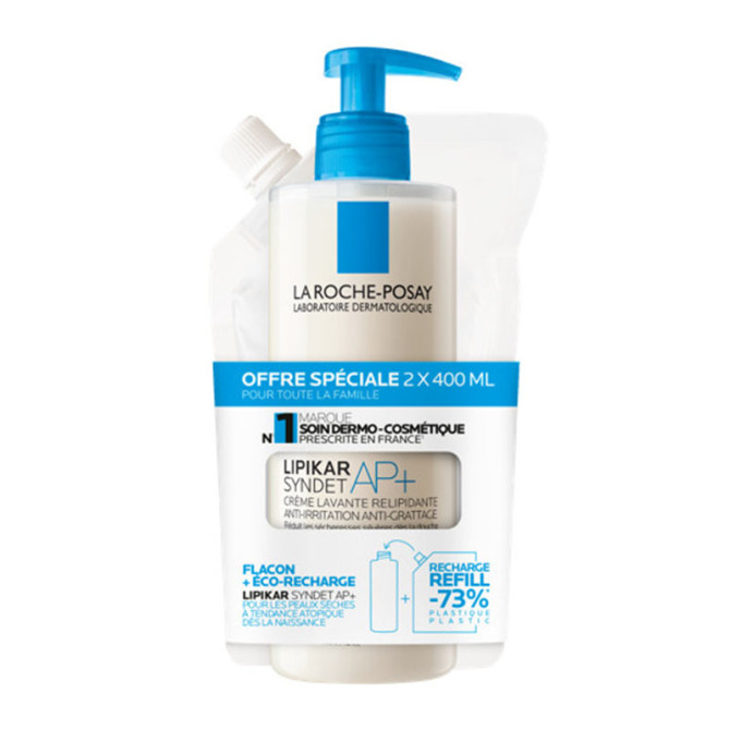 Lipikar Syndet AP + - FLES + NAVULLING 400 ml