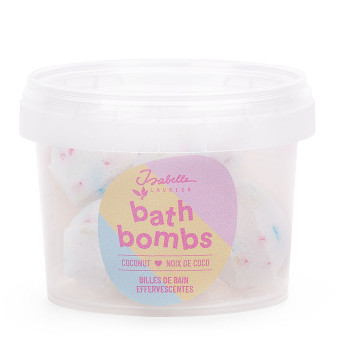 5 witte bruisballen voor in bad met regenboogglitters