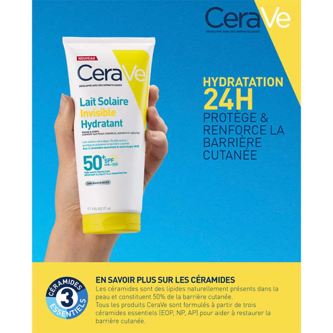 Lait Solaire Invisible Hydratant SPF50+ Haute Protection 177 ml